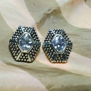925 Silver Beaded Stud Quartz Earrings